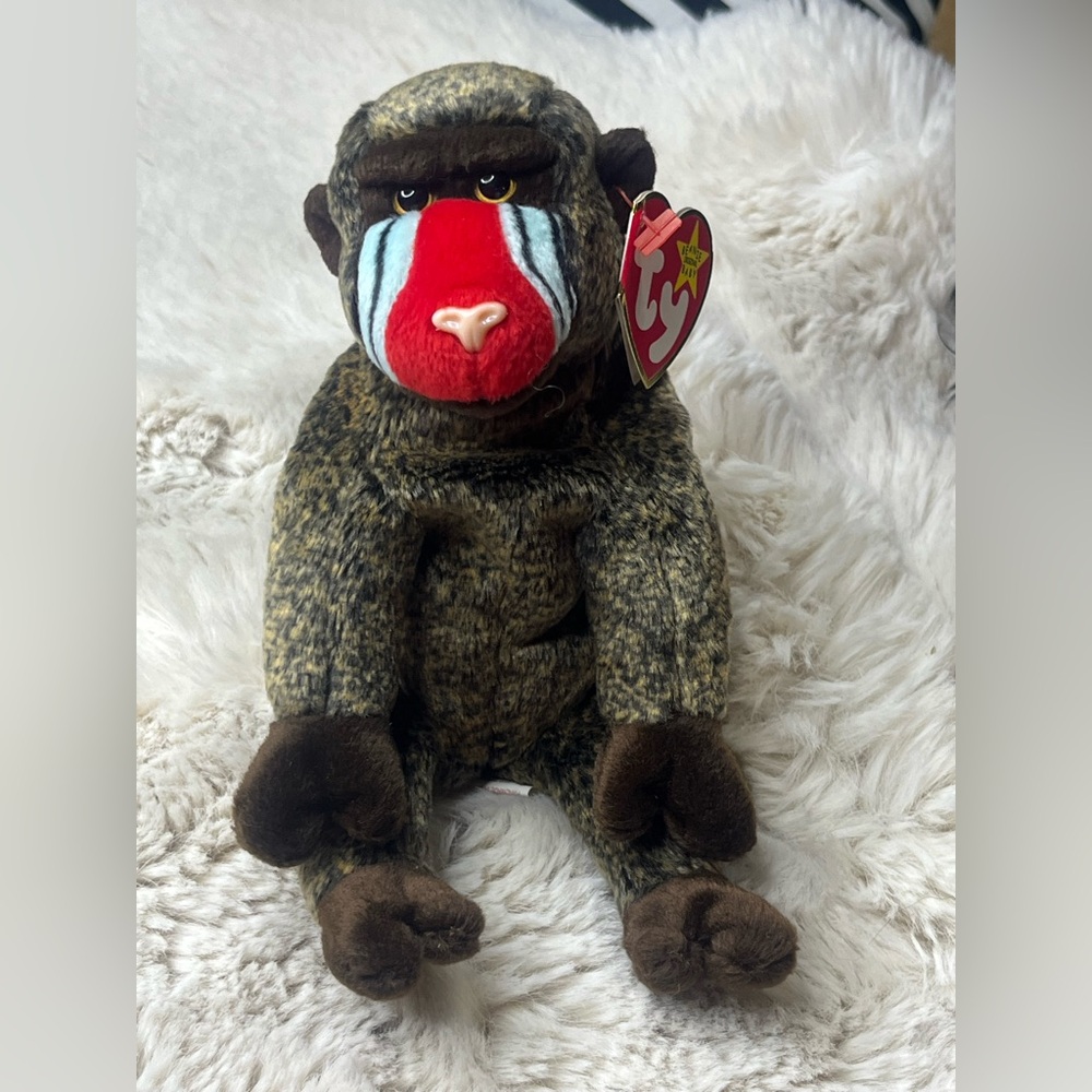Ty Plush Baboon with Blue and Brown